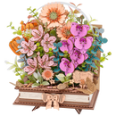 Product photo of the Robotime Wooden Blooming Book, wooden construction kit of a bouquet of flowers on a closed book