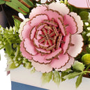 Close-up of the Pink Carnation in the Robotime Wooden Flower Basket