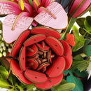 Close-up of the Red Rose in the Robotime Wooden Flower Basket