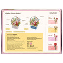 Back of package of the Robotime Wooden Flower Basket, wooden construction set of a basket with wooden flowers