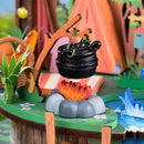 A small cooking pot over the campfire in the Rolife Moomintroll Forest Camp