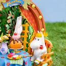 Snorkmaiden enjoys a drink at a set table at the Rolife Snorkmaiden's Garden Party